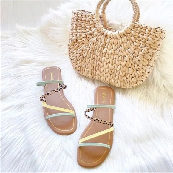 Qupid Shoes - Colorful Multi Strap Sandals